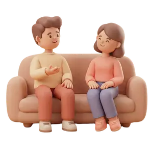 家づくりを検討し始めた夫婦のイラスト