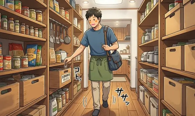 パントリーの中に旦那様の収納スペースを作る